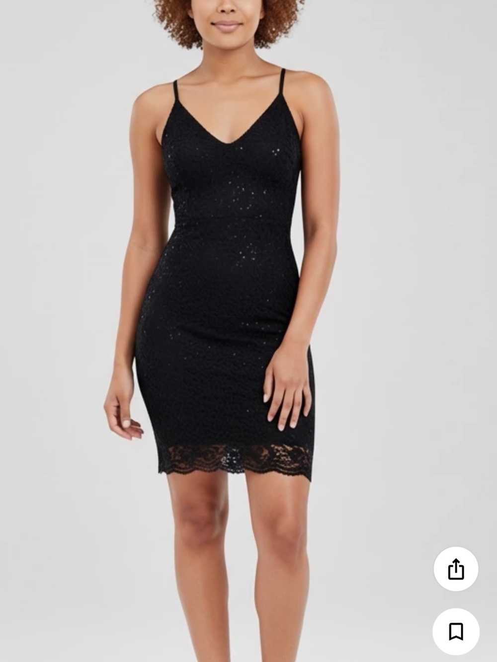 Black Lace Sequin Mini Dress - Evening Bodycon
